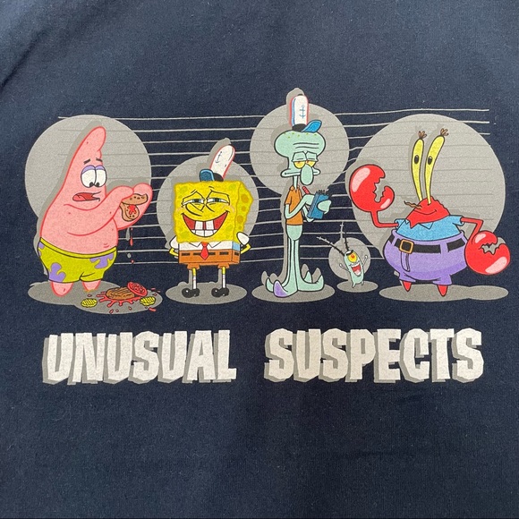 SpongeBob SquarePants & Gang ‘Usual Suspects’ Navy Unisex T-Shirt - Medium - Picture 5 of 9
